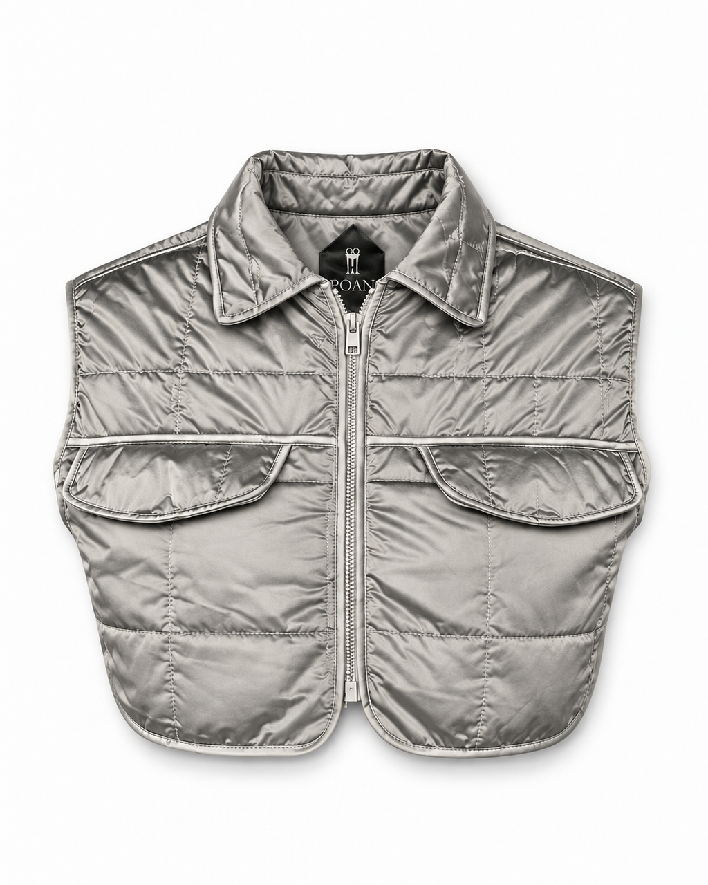 Brian Waistcoat Cropped Quilted Nylon Silver Women