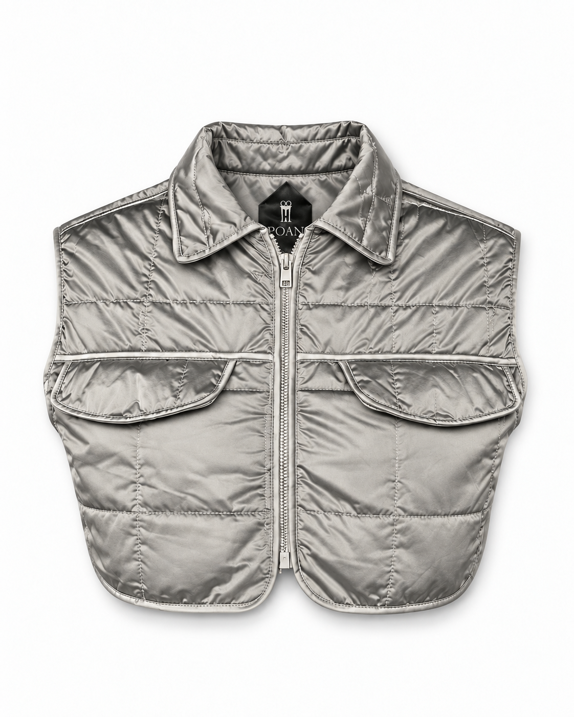 Brian Waistcoat Cropped Quilted Nylon Silver Women