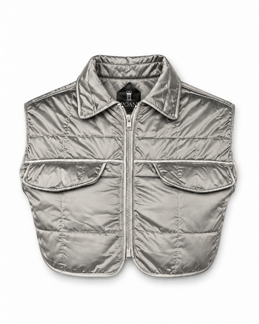 Brian Waistcoat Cropped Quilted Nylon Silver Women