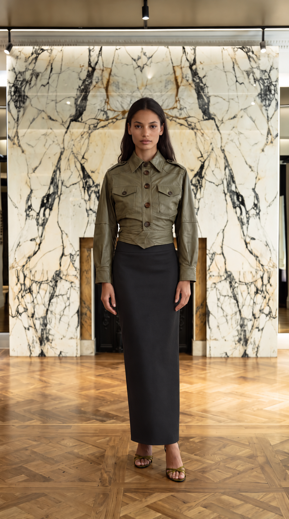 Nettie Jacket Vegan Leather Olive Women