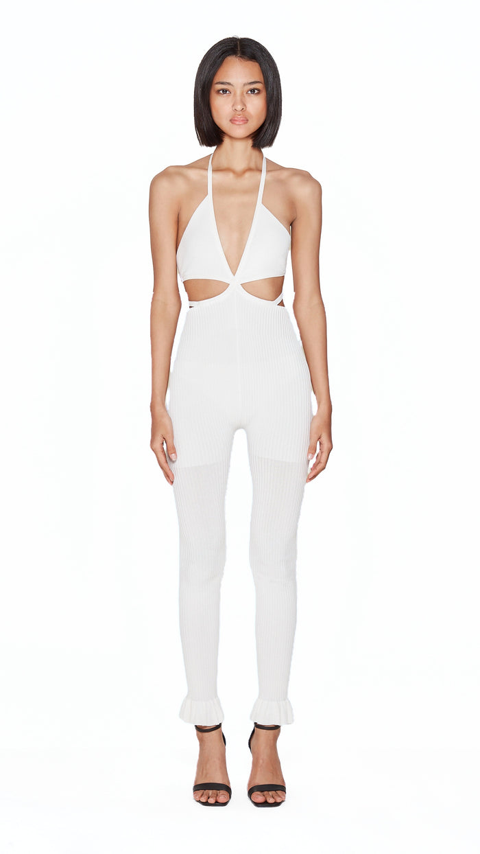 Cher Catsuit Women Ivory, front view – POAN