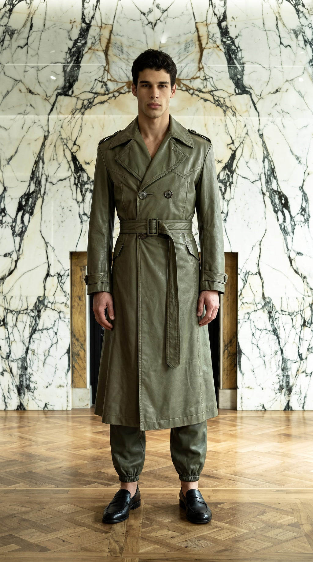 Andreas Coat Vegan Leather Olive Men