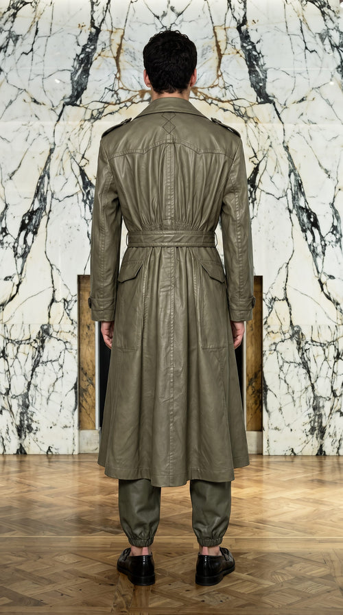 Andreas Coat Vegan Leather Olive Men