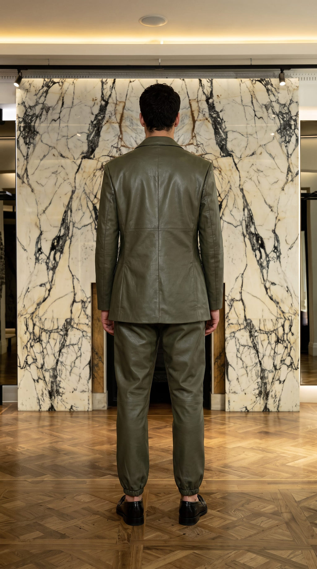 Nicholas Blazer Vegan Leather Olive Men