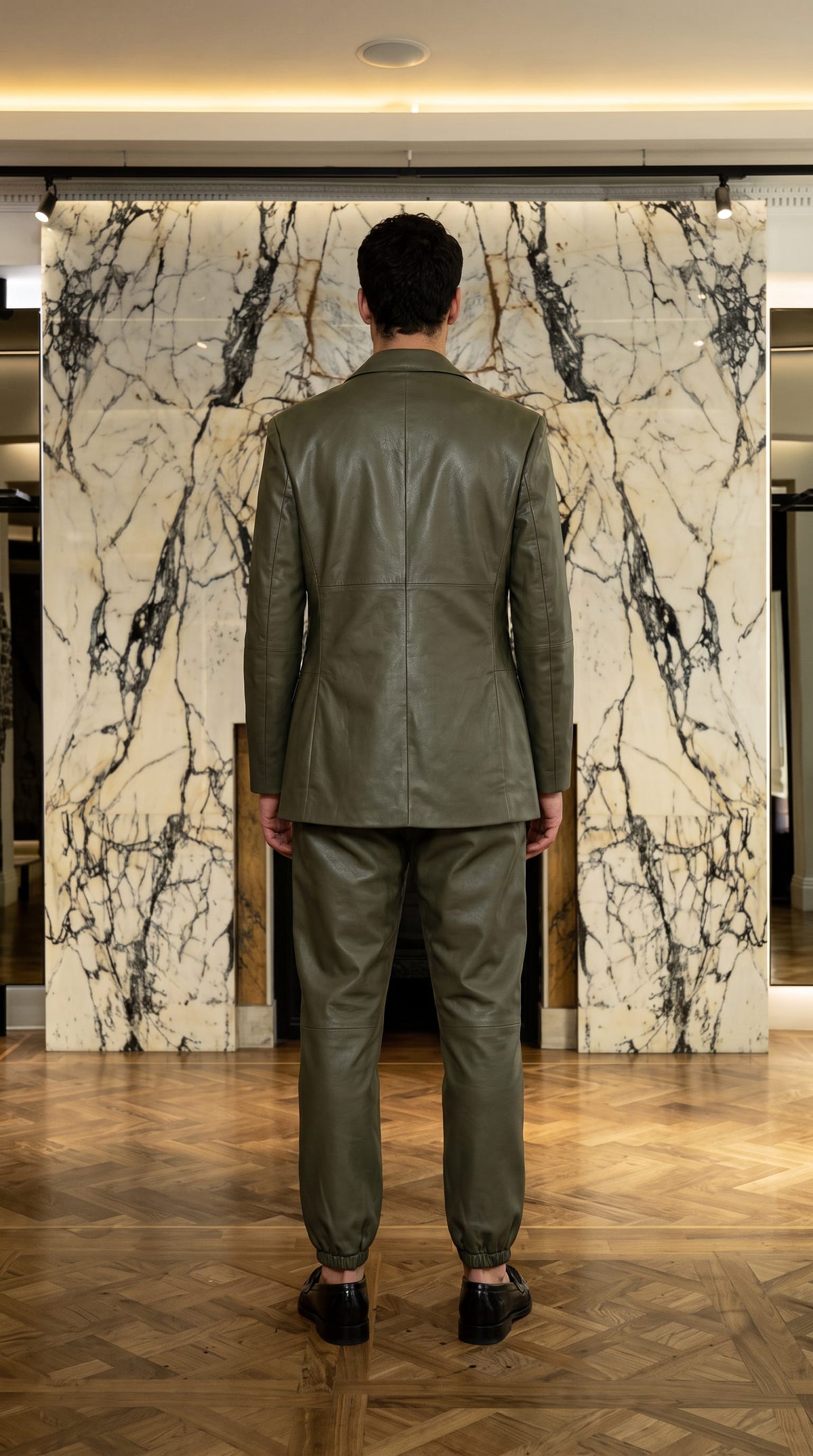 Nicholas Blazer Vegan Leather Olive Men