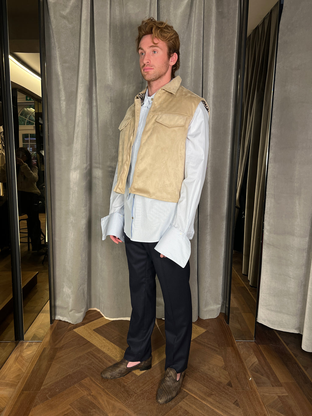 Brian Alcantara Wadded Waistcoat Beige Men