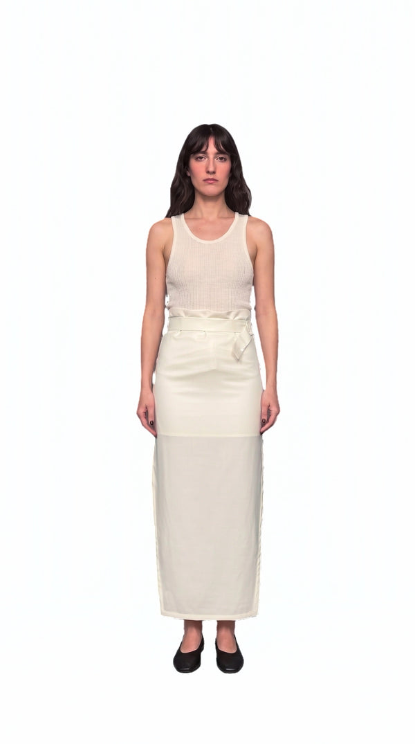 Dolce Ivory Twill Wool Skirt Ivory Women