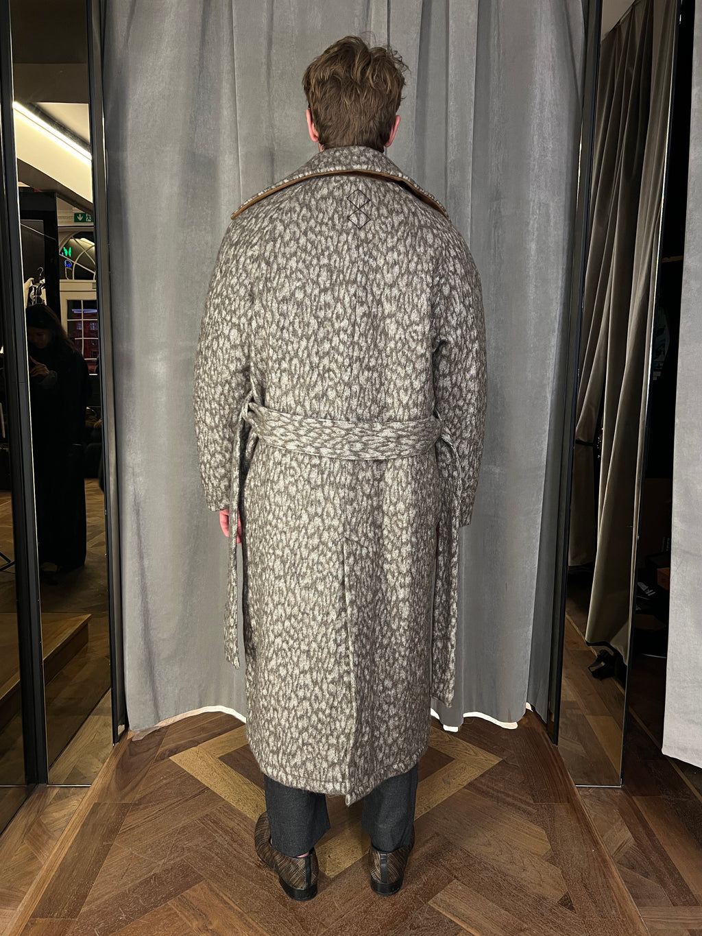 Victor Mohair Jacquard Blanket Overcoat Brown Men