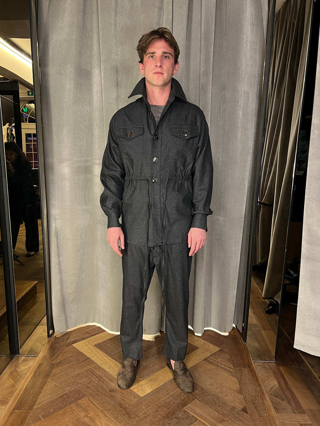 Brieuc Angora Flannel Overshirt Grey Men