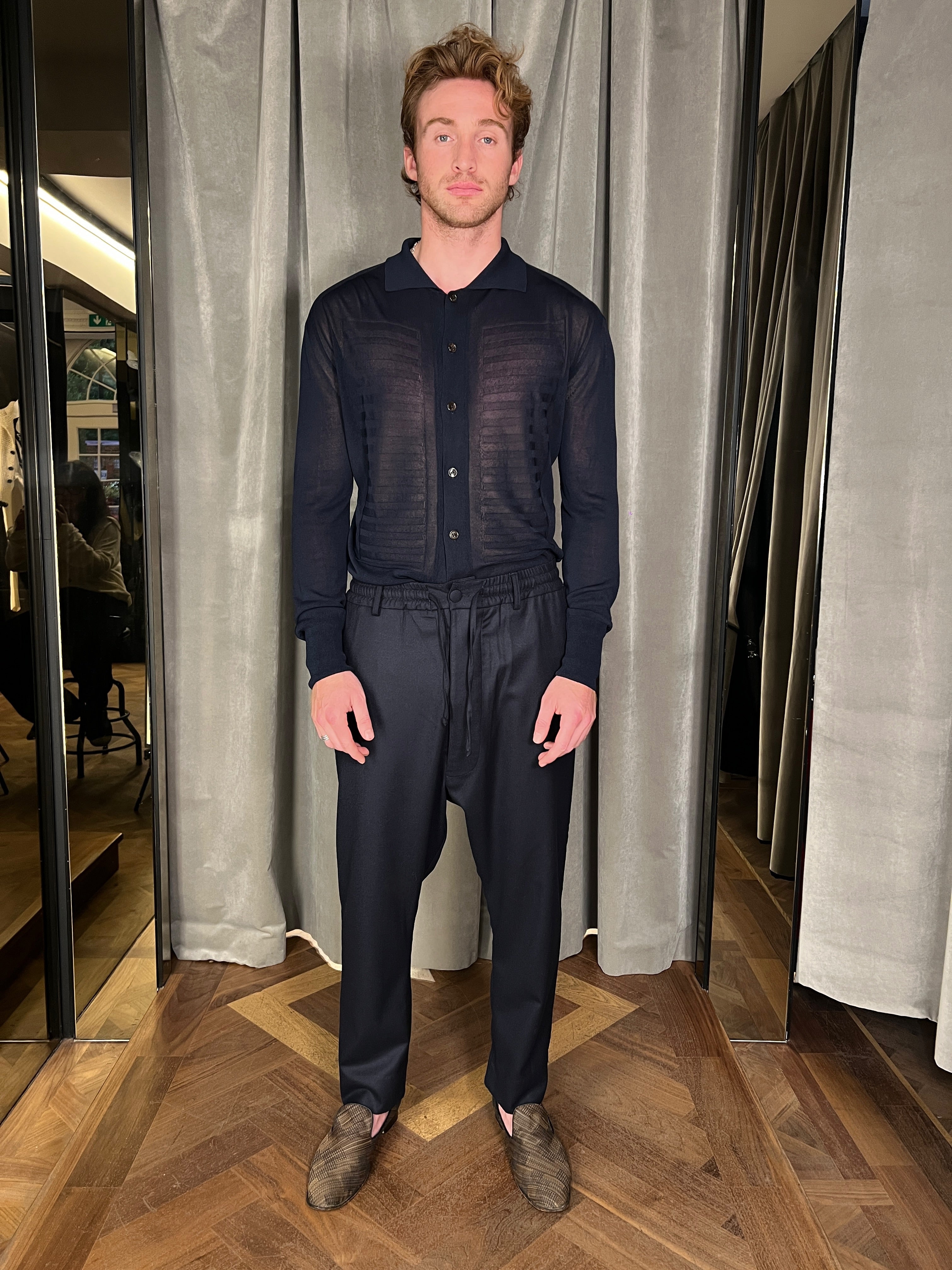 Fender Merino Flannel Drop Crotch Trousers Navy Men