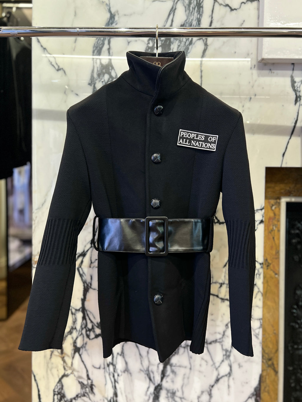 Officer Knitted Belted Coat Jacket Black Women