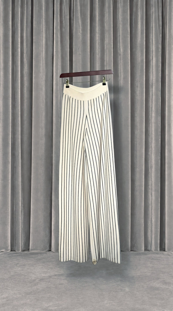Elva Knitted Palazzo Trousers Women Ivory