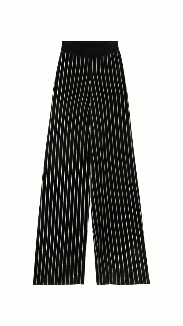 Elva Knitted Palazzo Trousers Women Black