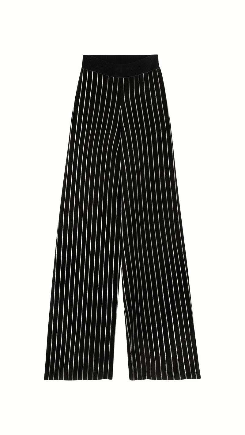 Elva Knitted Palazzo Trousers Women Black, product – POAN