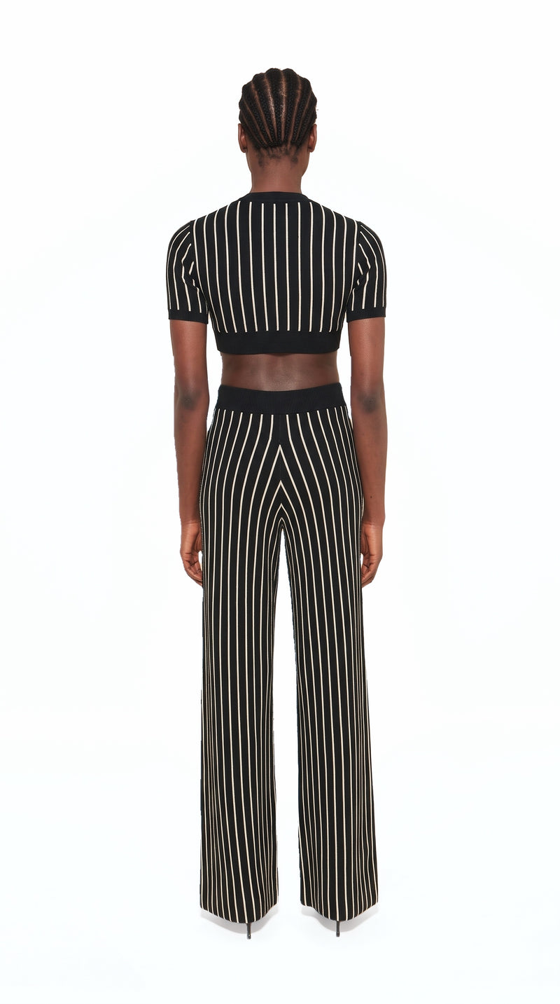 Elva Knitted Palazzo Trousers Women Black, back view – POAN