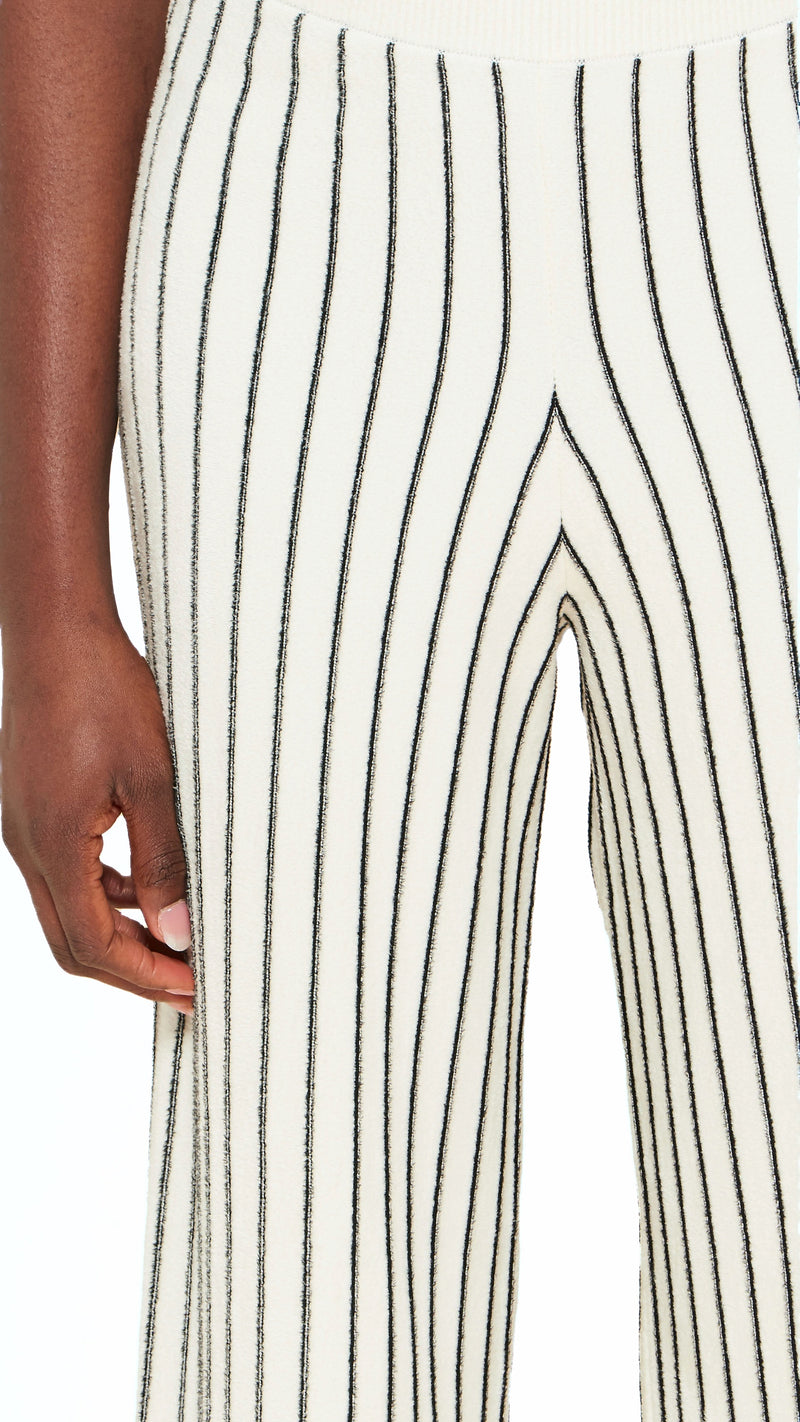 Elva Knitted Palazzo Trousers Women Ivory, detail – POAN