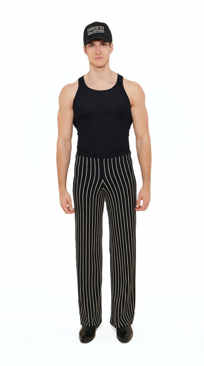Elva Palazzo Trousers Men Black, front view – POAN