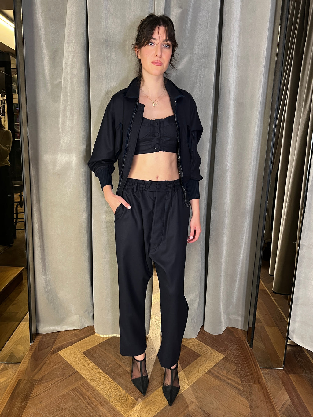 Iceman Merino Flannel Bomber Jacket Navy Women