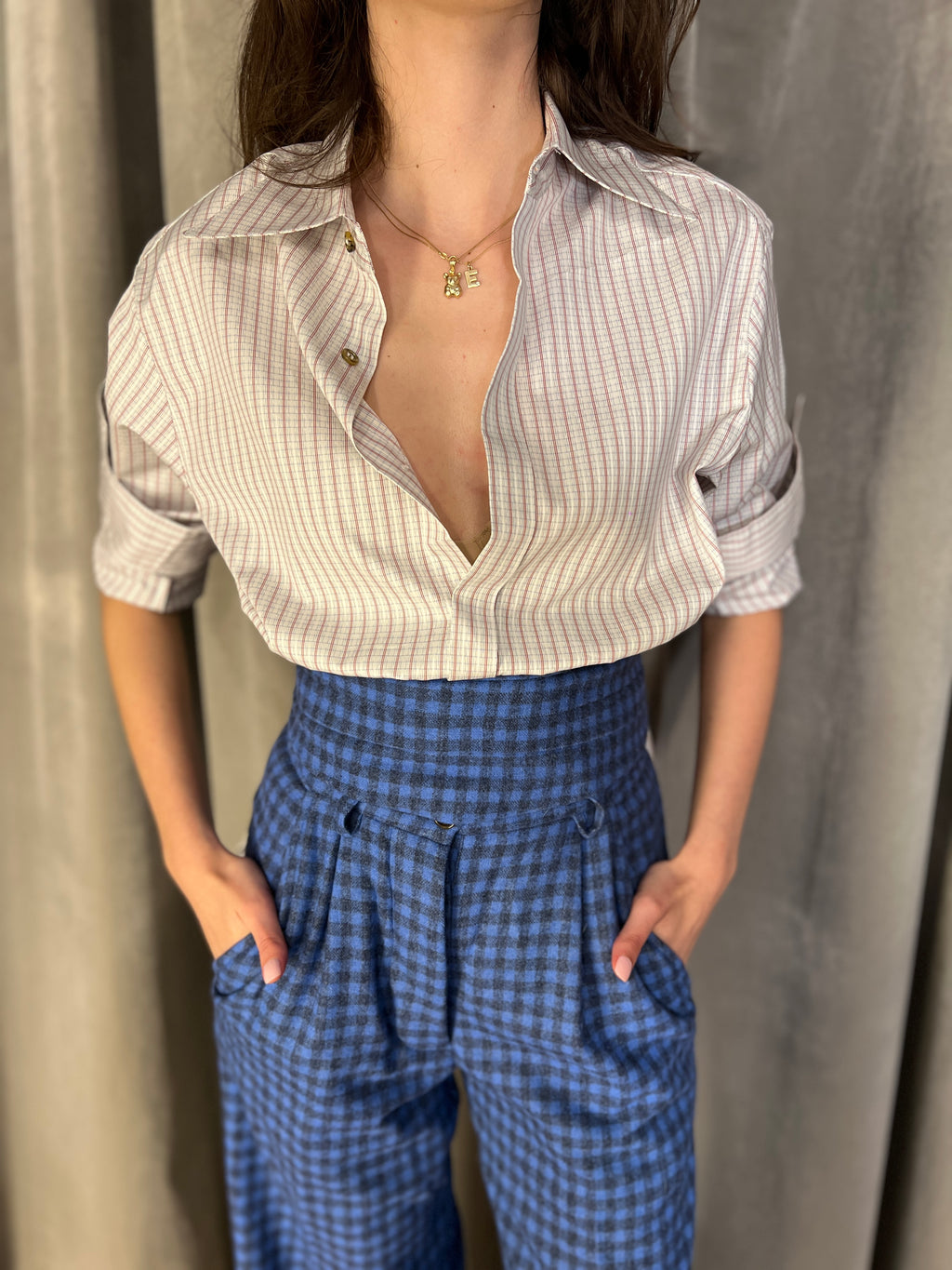 Bundula Checkered Cotton Blouse Women