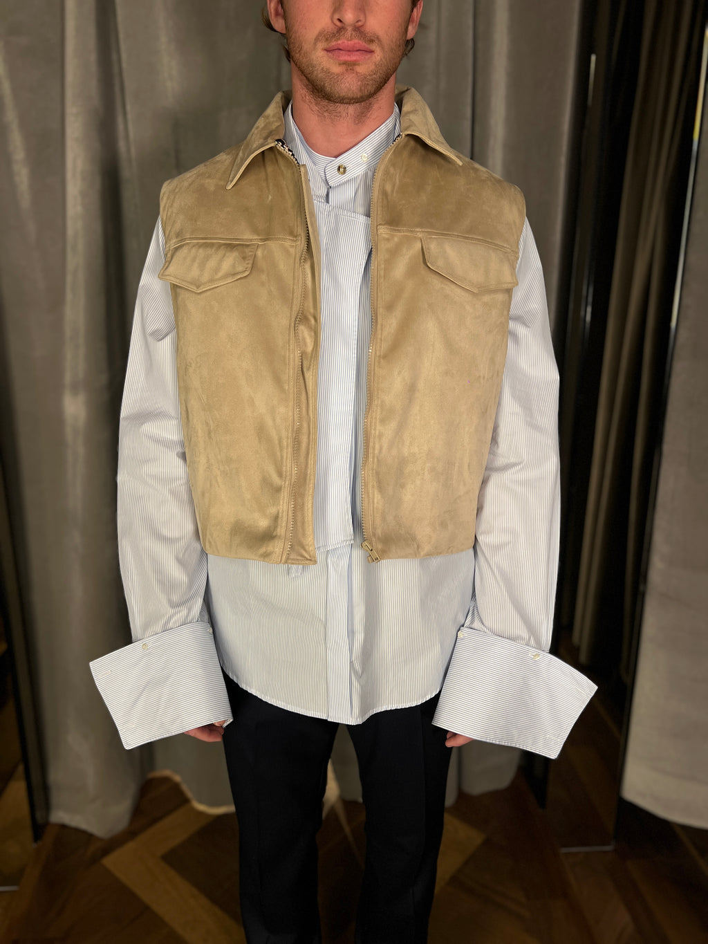 Brian Alcantara Wadded Waistcoat Beige Men