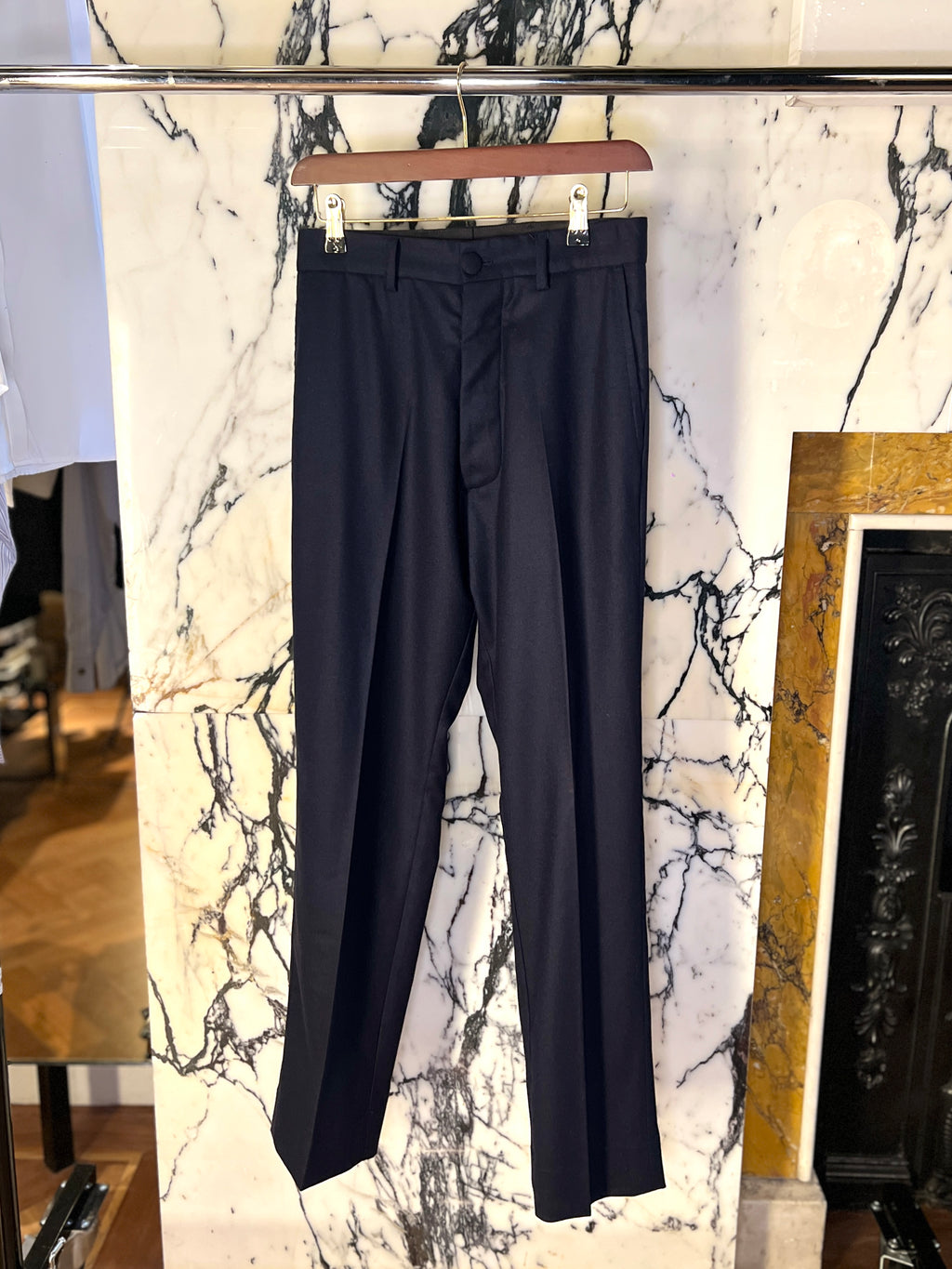 Prince Merino Flannel Drop Trousers Navy Men