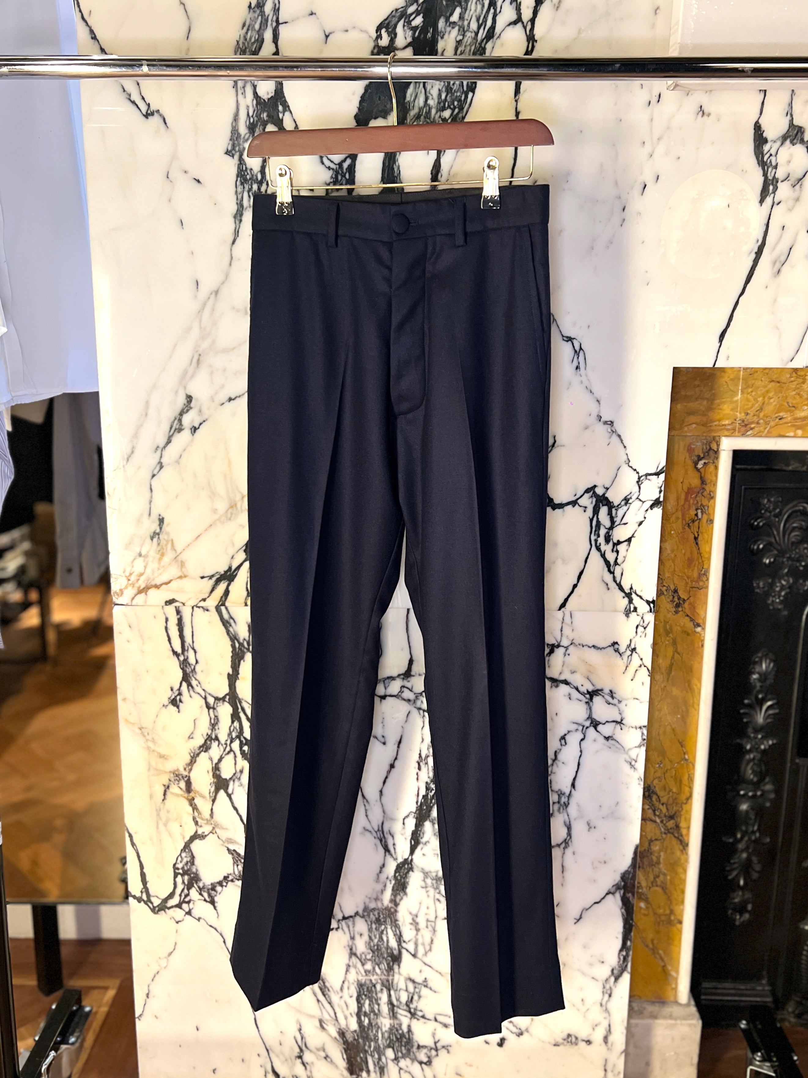 Prince Merino Flannel Drop Trousers Navy Men