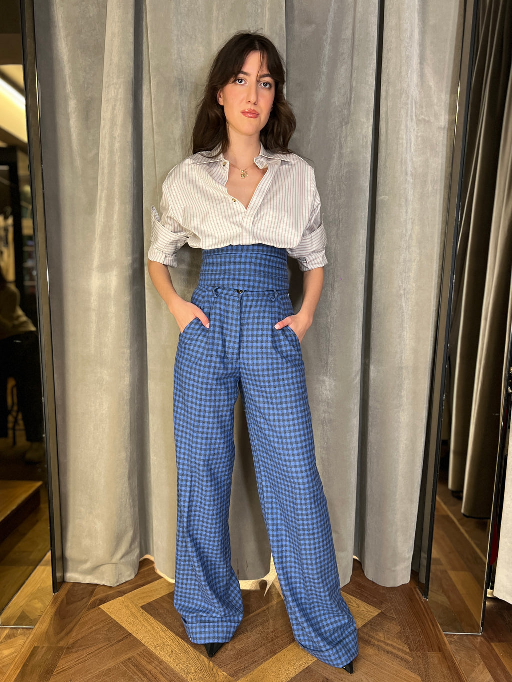 Bundula Checkered Cotton Blouse Women