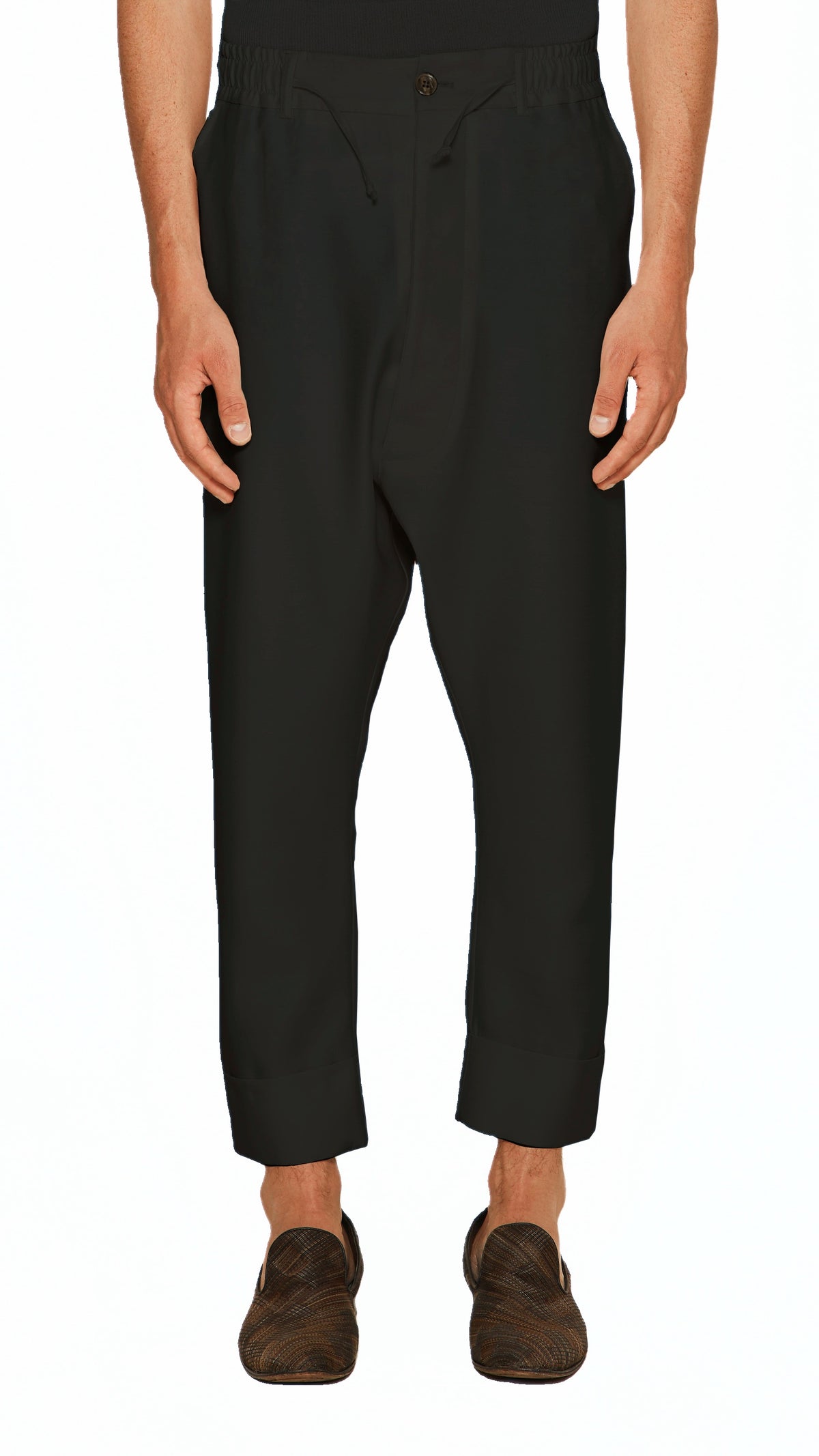 Fender Drop Crotch Trousers Men Black, detail – POAN