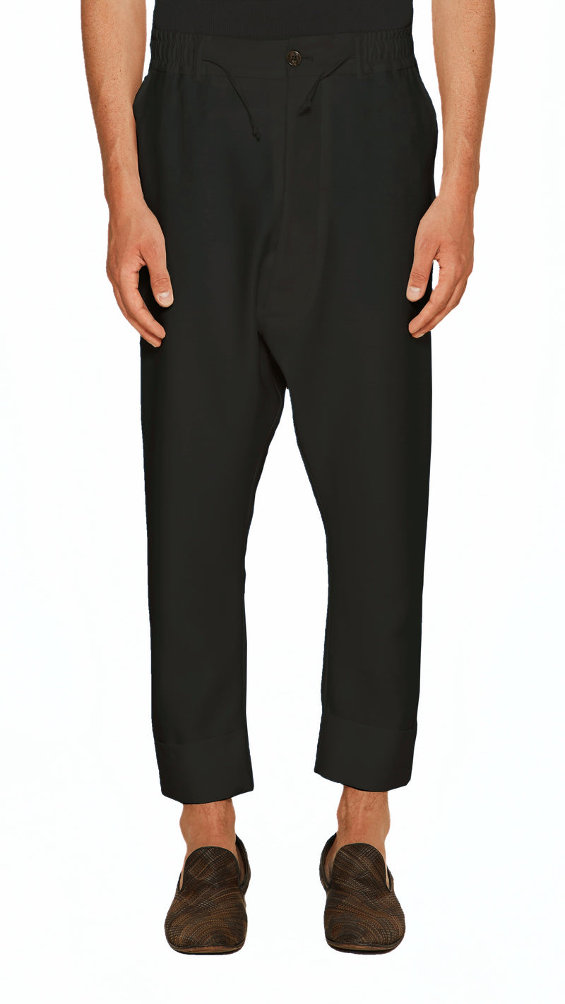 Fender Drop Crotch Trousers Men Black, detail – POAN