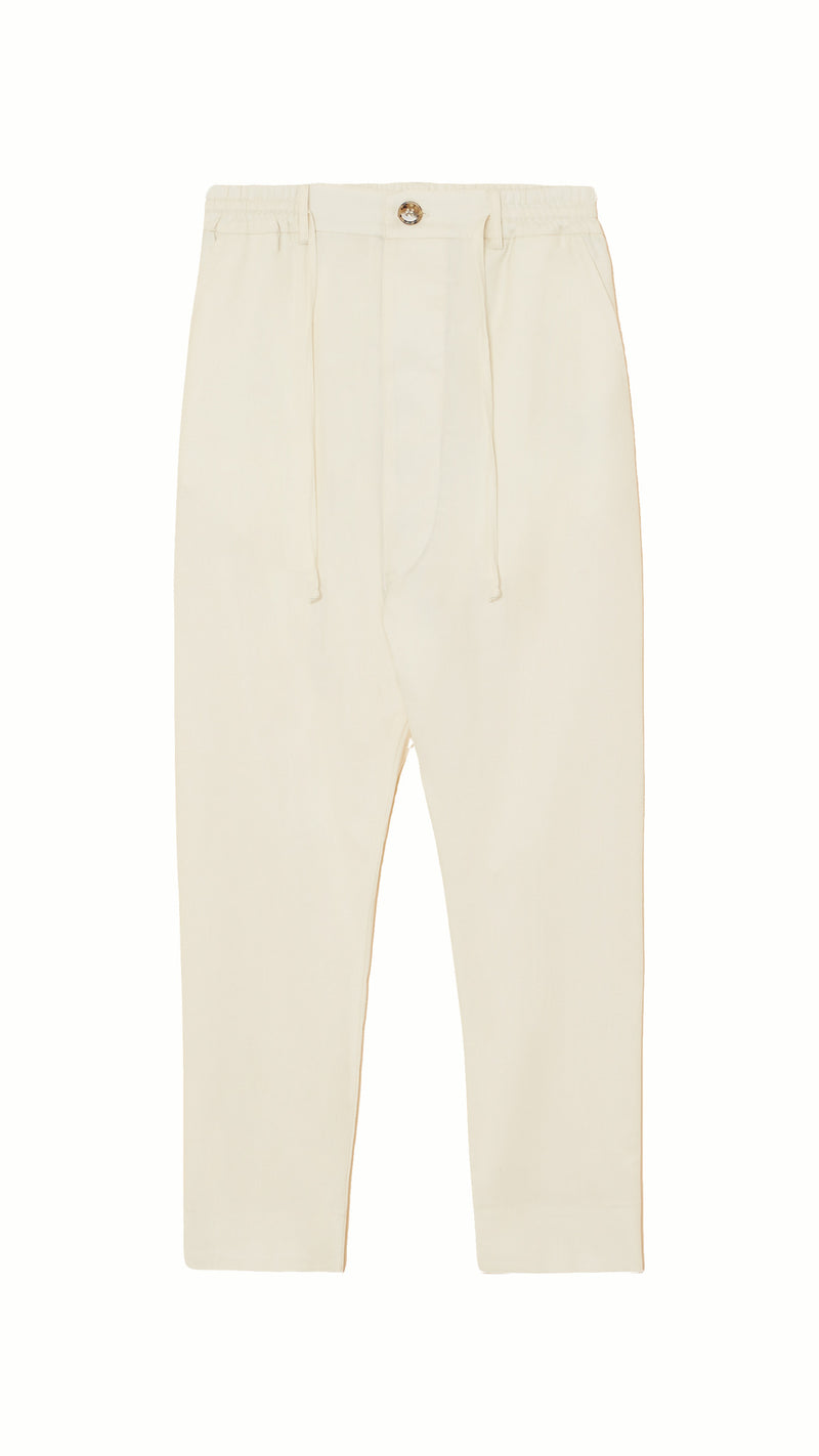 Fender Drop Crotch Trousers Men Ivory, product – POAN