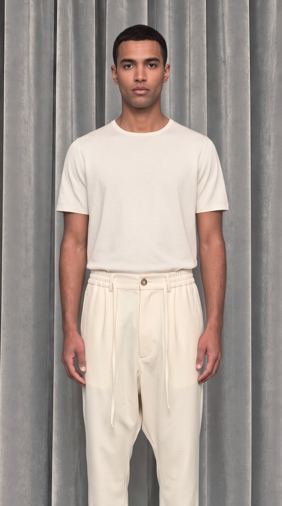 Fender Drop Crotch Trousers Ivory – detail
