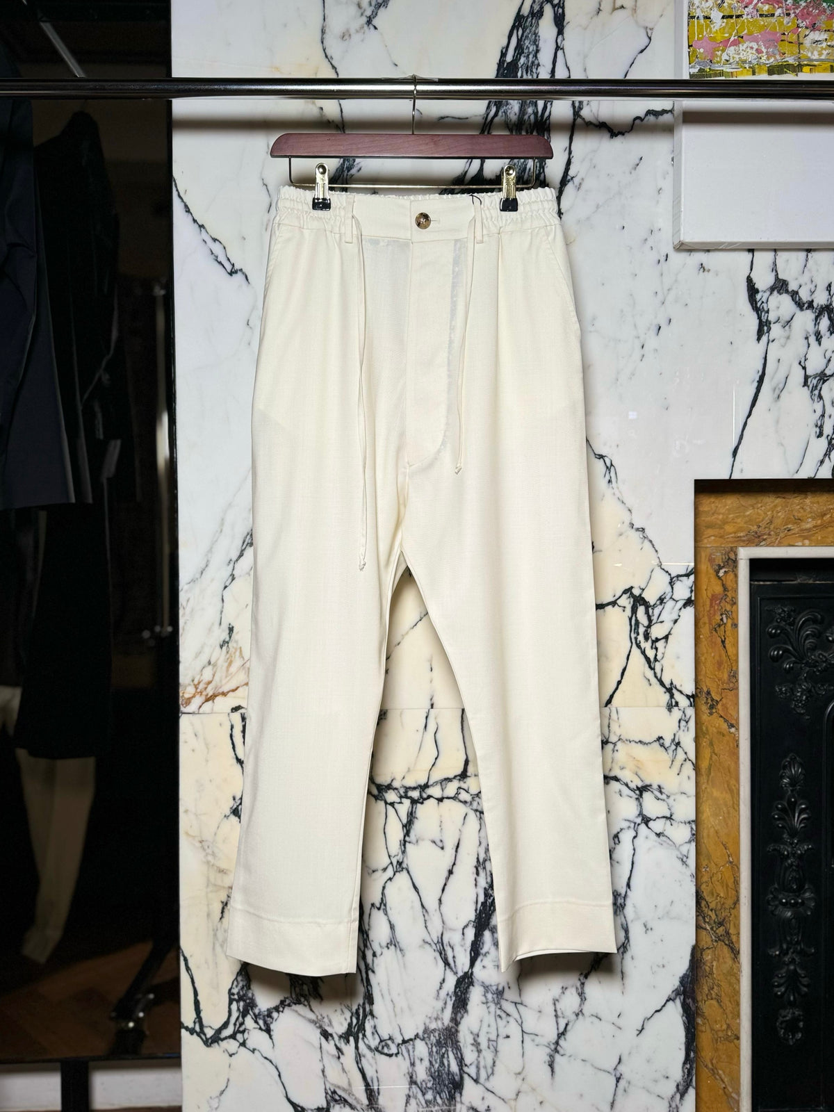 Fender Drop Crotch Trousers Men Ivory