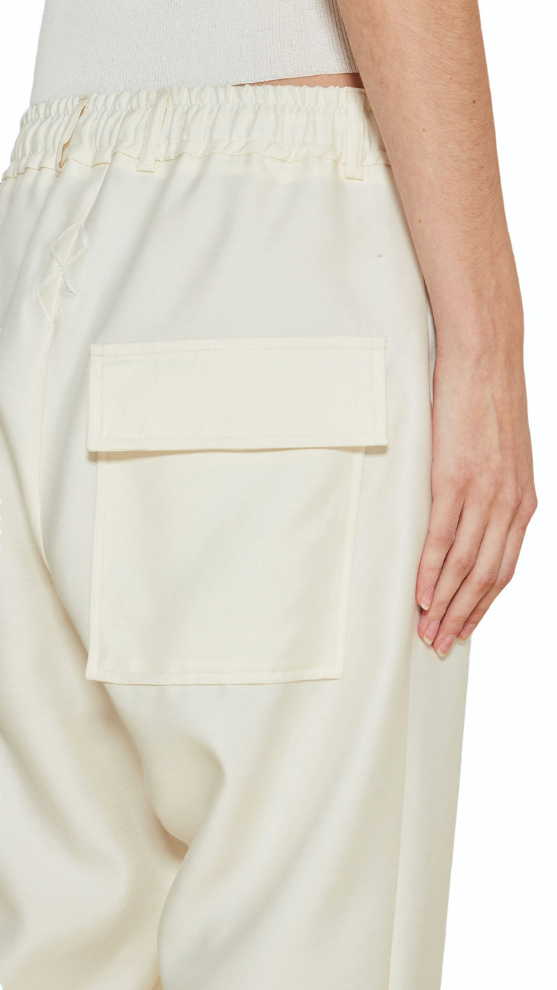 Fender Drop Crotch Trousers Women Ivory, detail – POAN