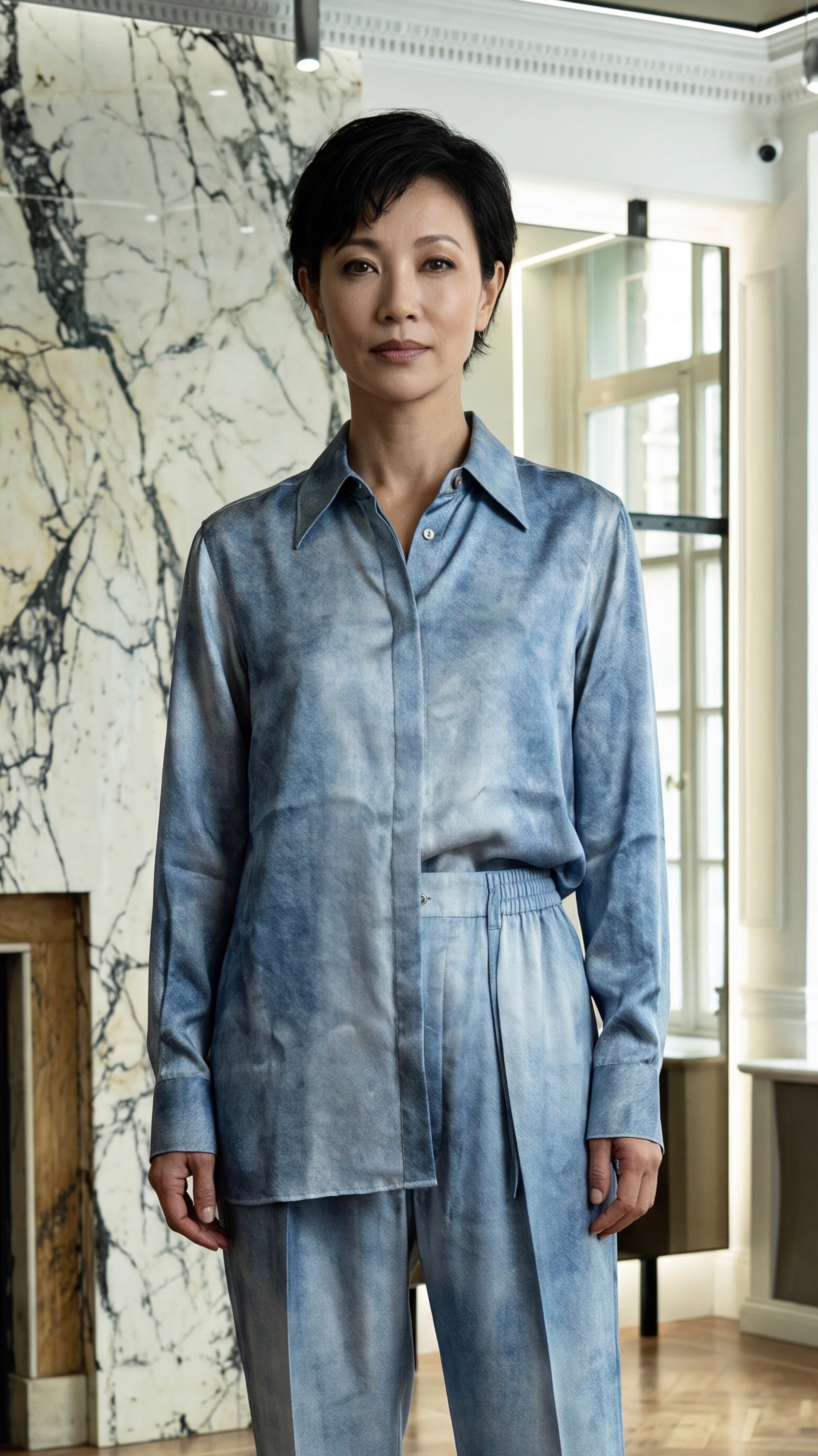 Ikarus Shirt Women Denim Silk