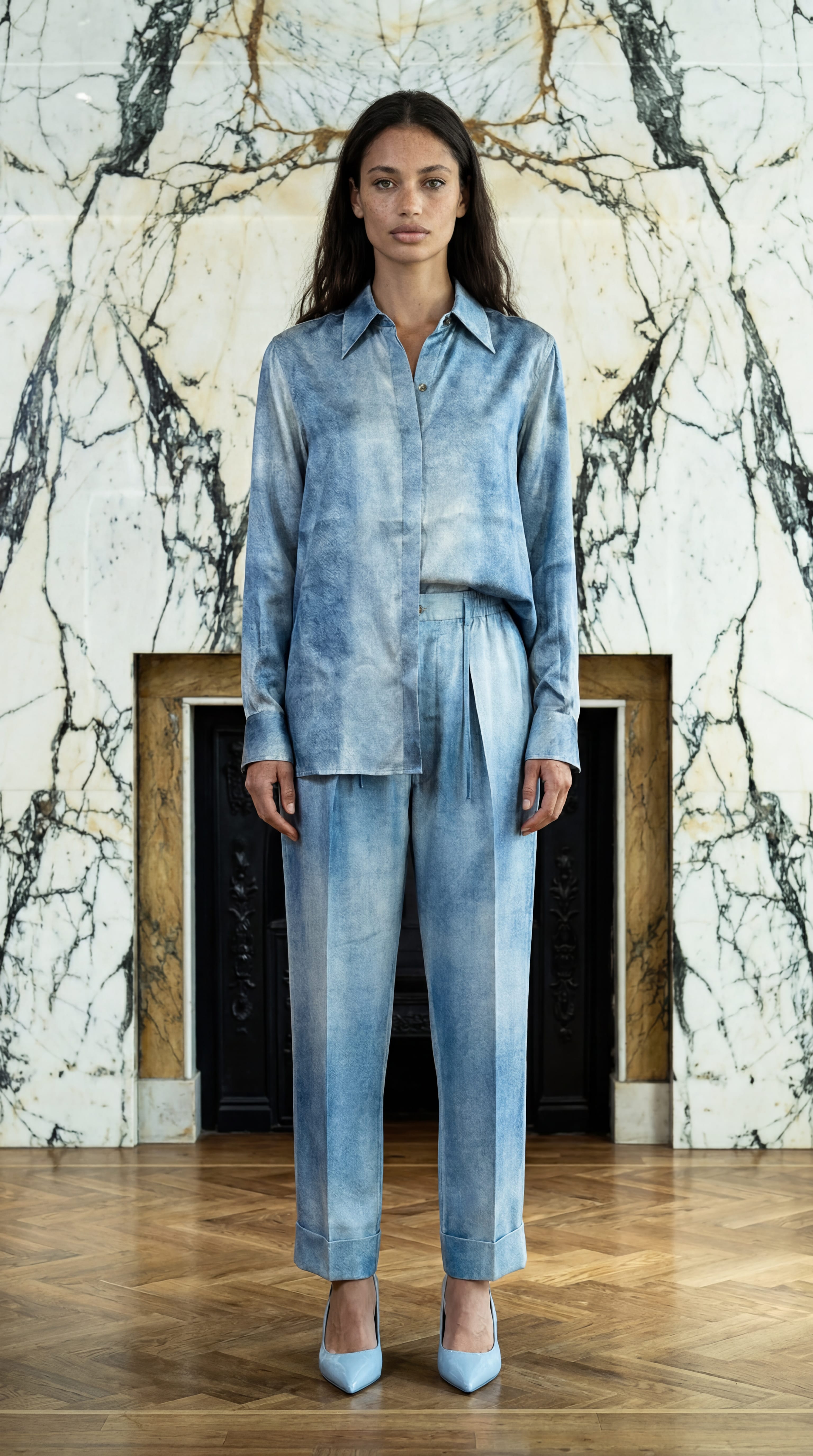 Ikarus Shirt Women Denim Silk