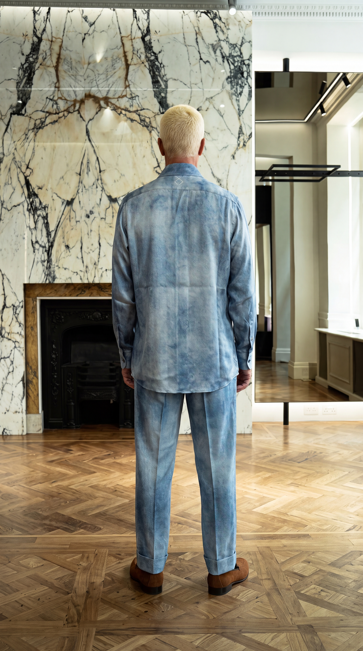 Ikarus Shirt Men Denim Silk