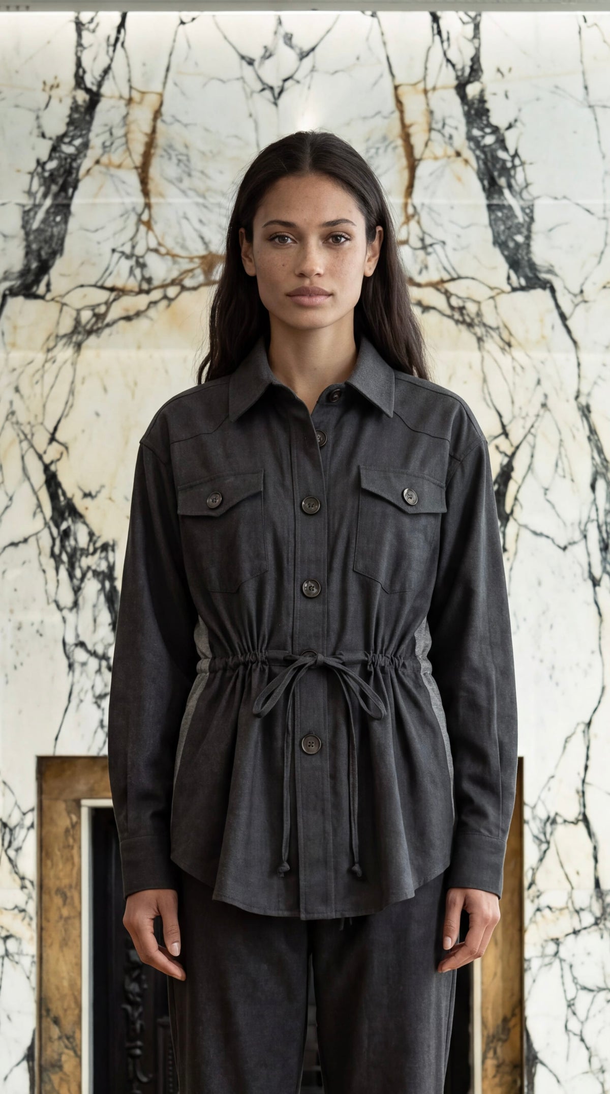 Brieuc Angora Flannel Overshirt Grey Women