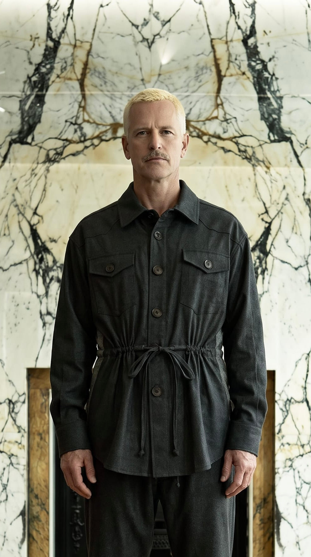 Brieuc Angora Flannel Overshirt Grey Men