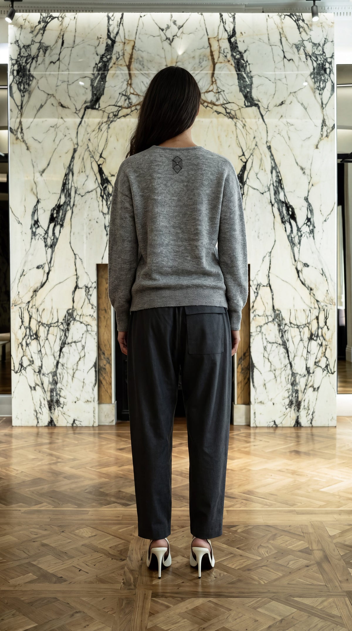 Fender Angora Flannel Drop Crotch Trousers Grey Women
