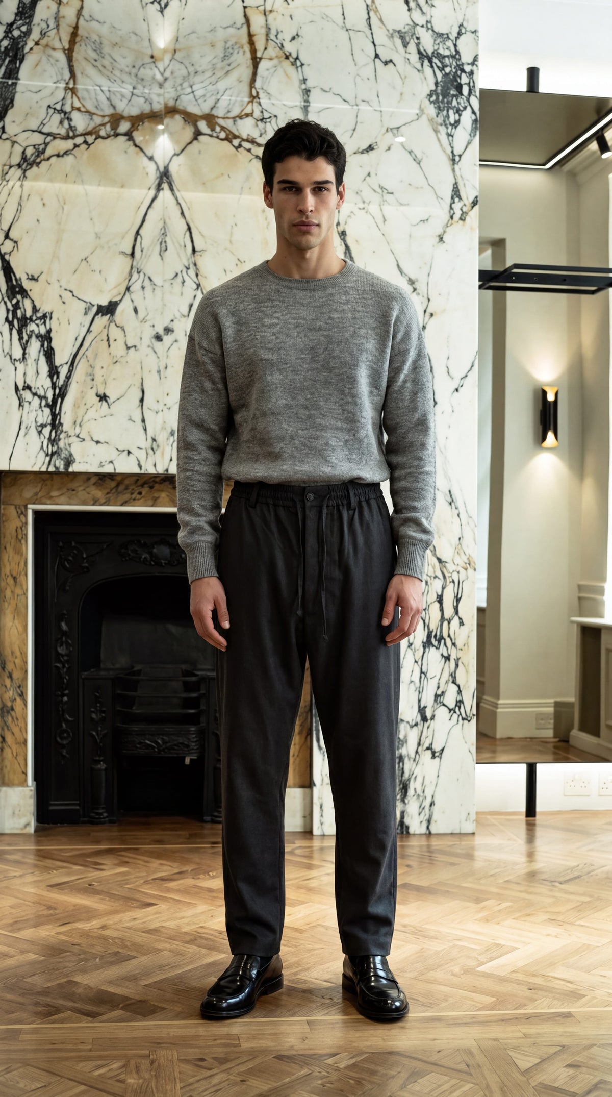 Fender Angora Flannel Drop Crotch Trousers Grey Men