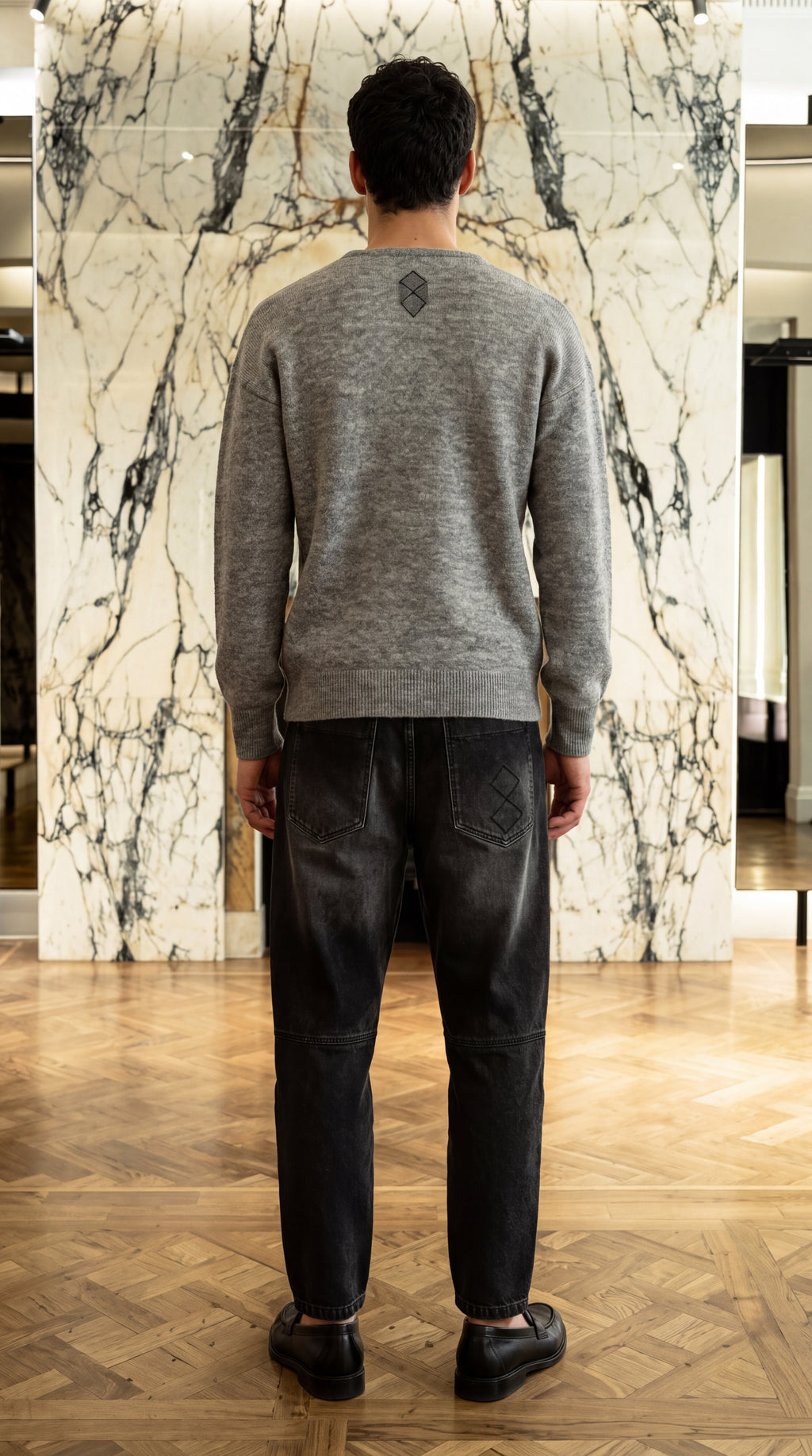 Roberto Alpaca Mohair Knitted Pullover Grey Men
