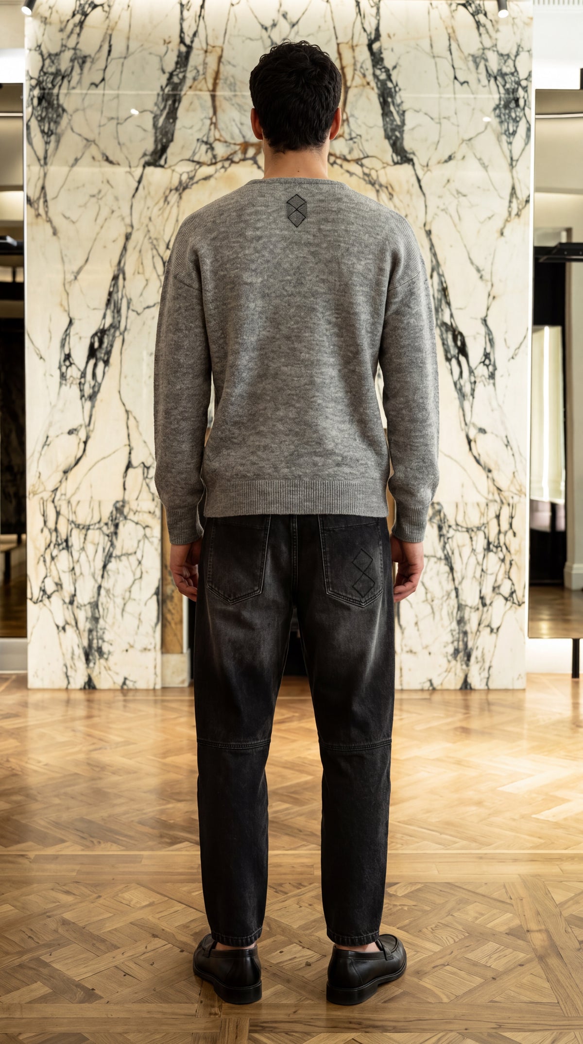 Roberto Alpaca Mohair Knitted Pullover Grey Men