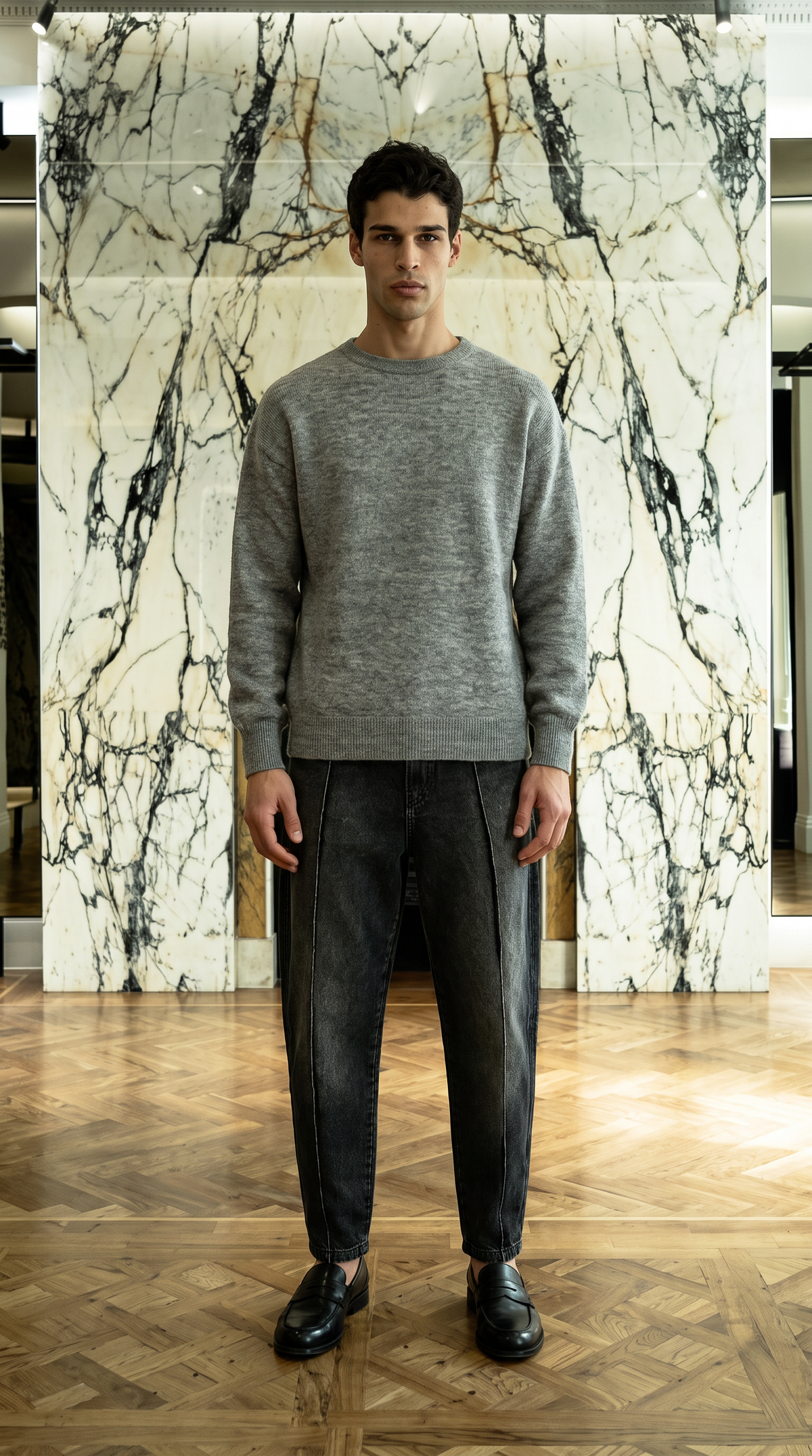 Roberto Alpaca Mohair Knitted Pullover Grey Men