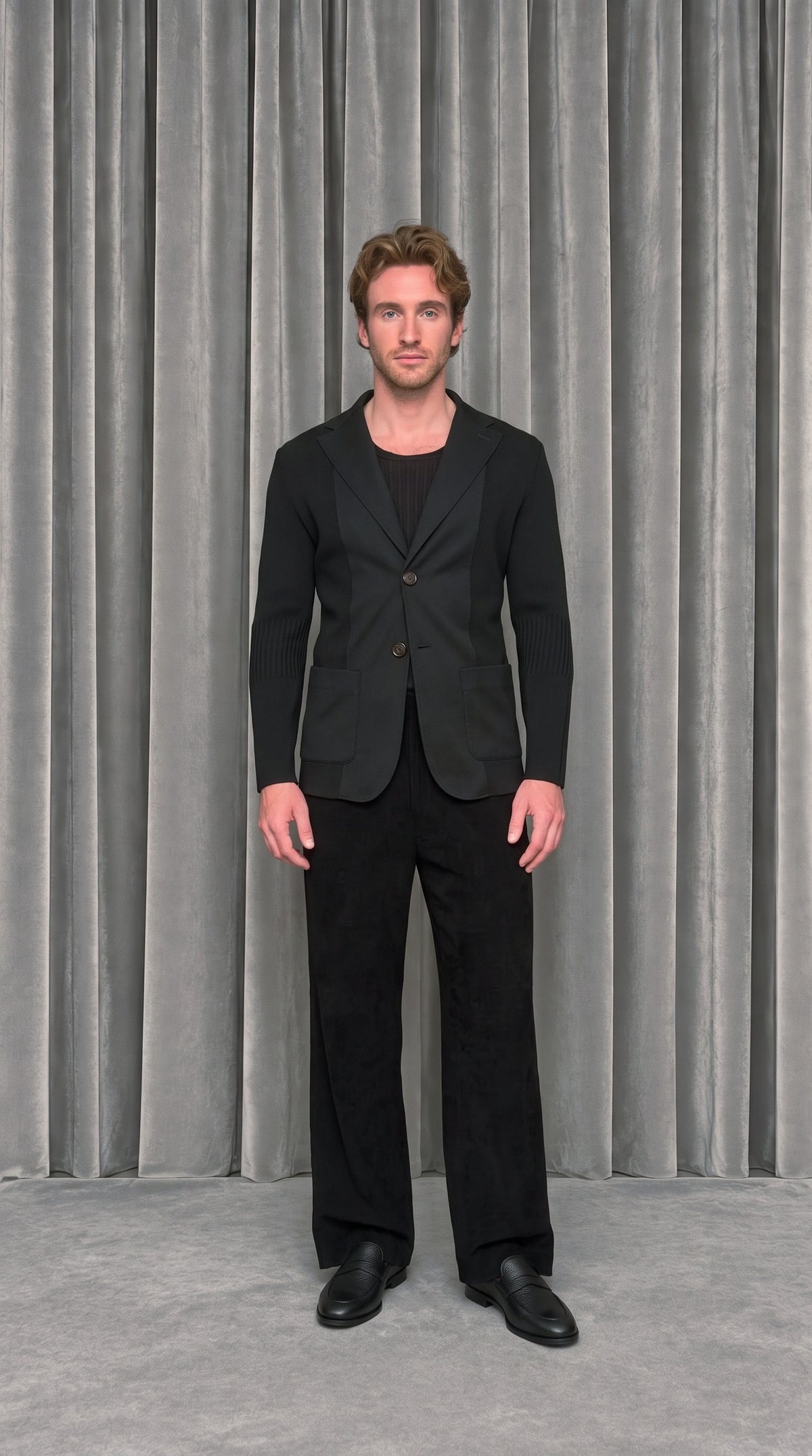 Hans Jacket Black – model front