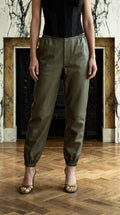 Christina  Tracksuit Pants Vegan Leather Olive Women