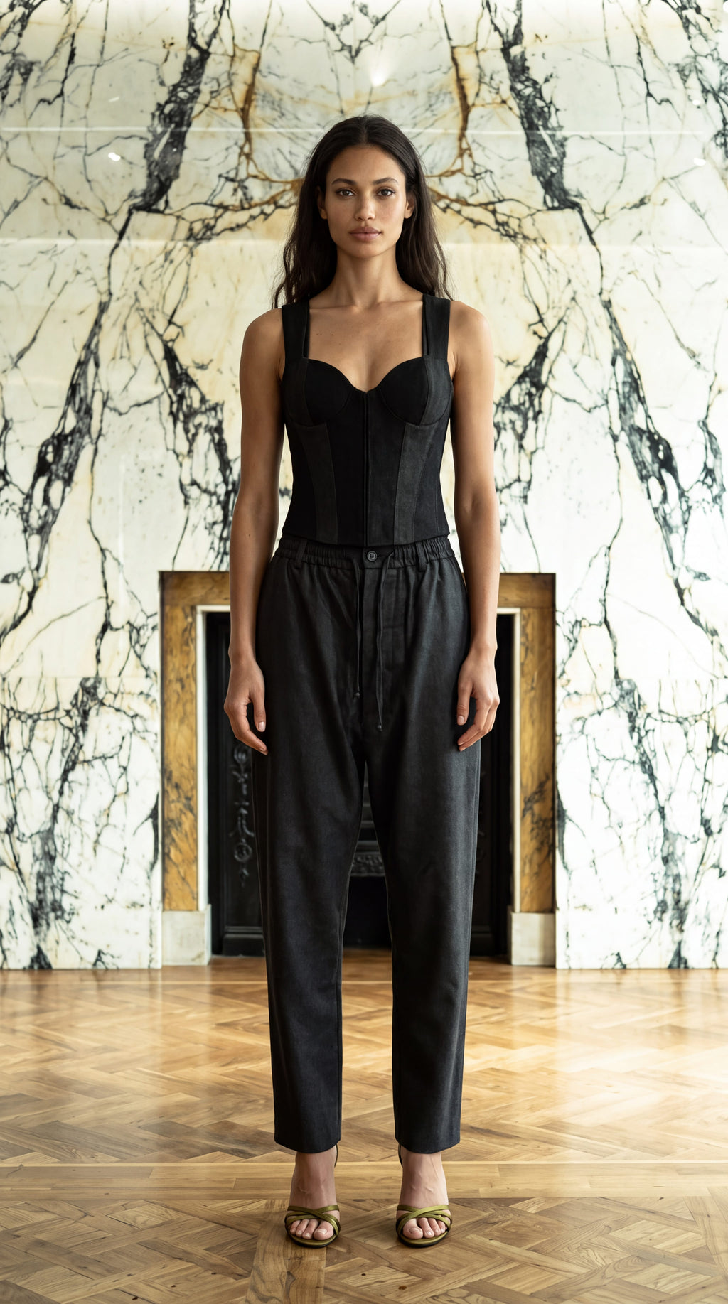Hasan Corset Washed Denim Asphalt Women