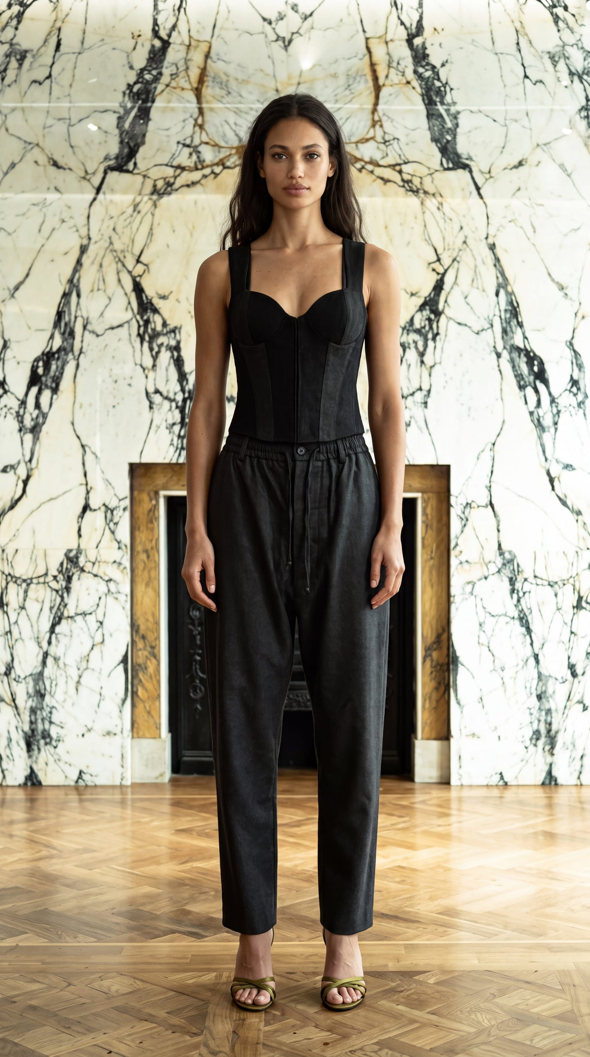 Hasan Corset Washed Denim Asphalt Women