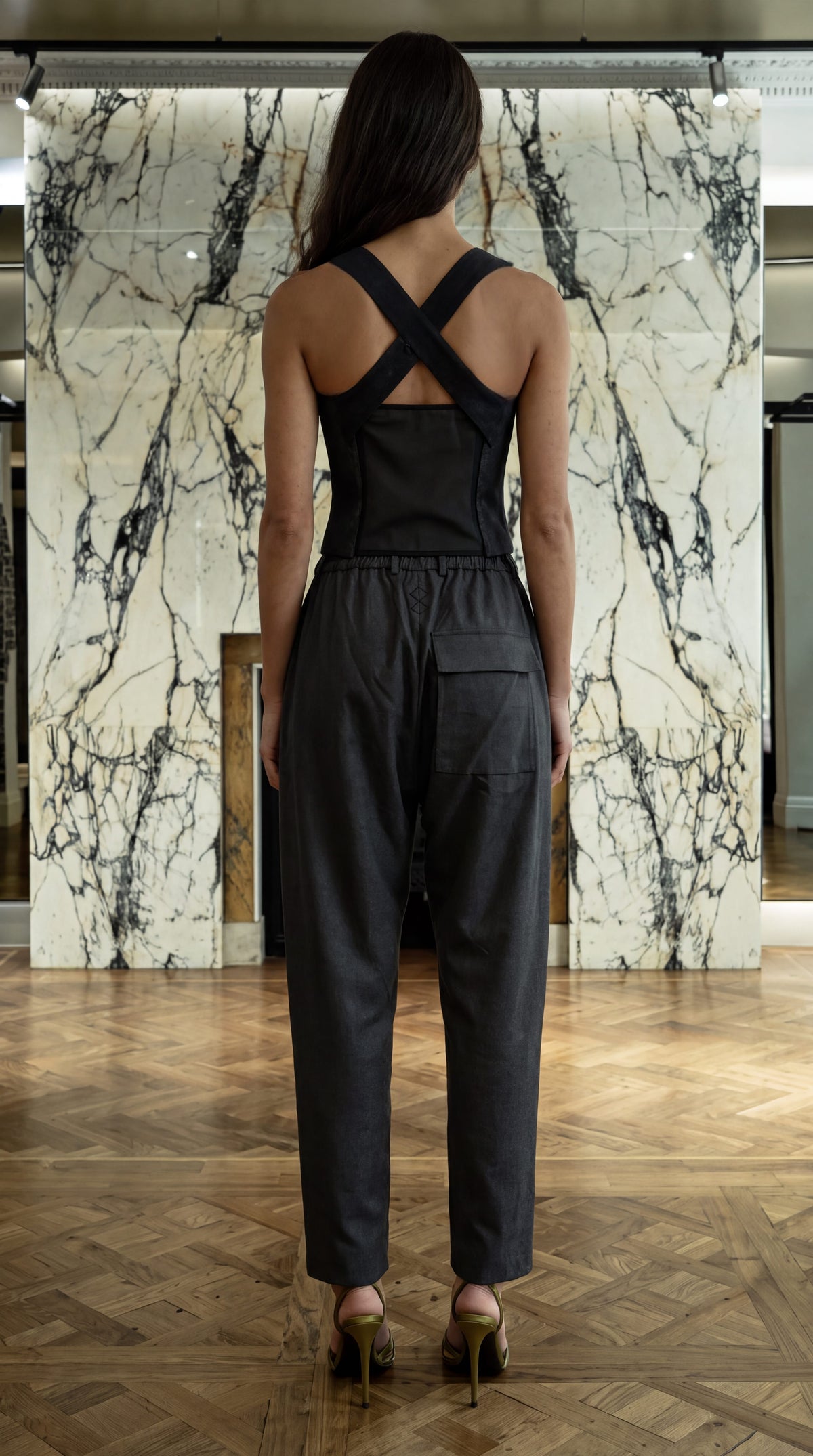 Hasan Corset Washed Denim Asphalt Women