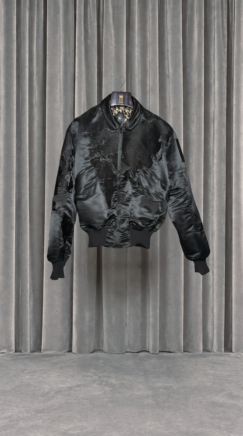 Hero World Map Bomber Jacket Black – product