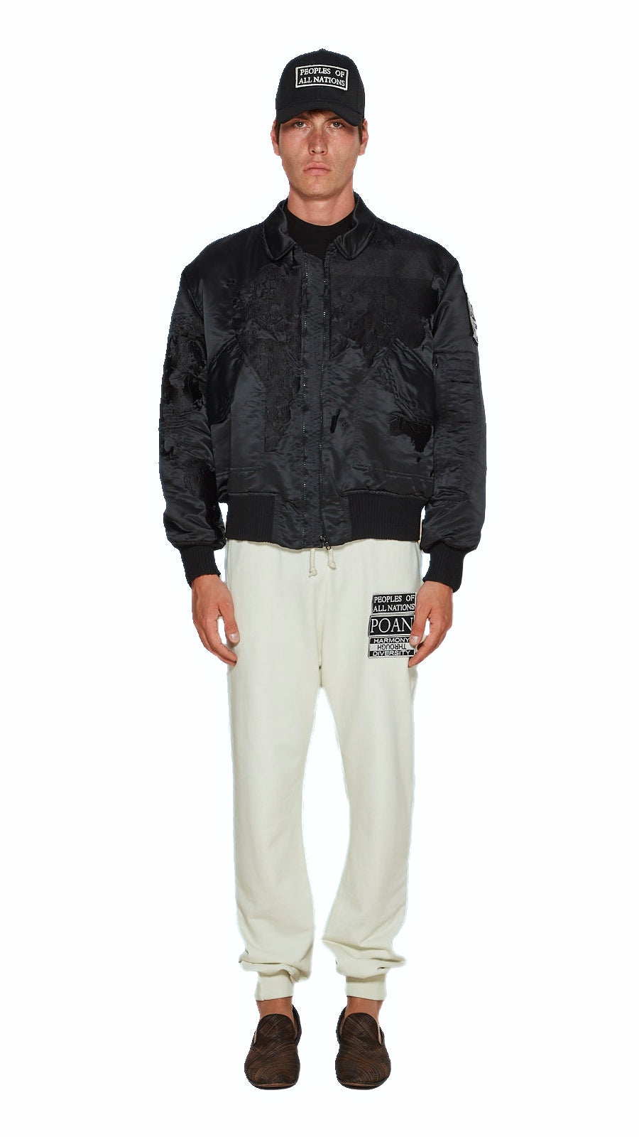 Hero World Map Bomber Jacket Men Black, detail – POAN